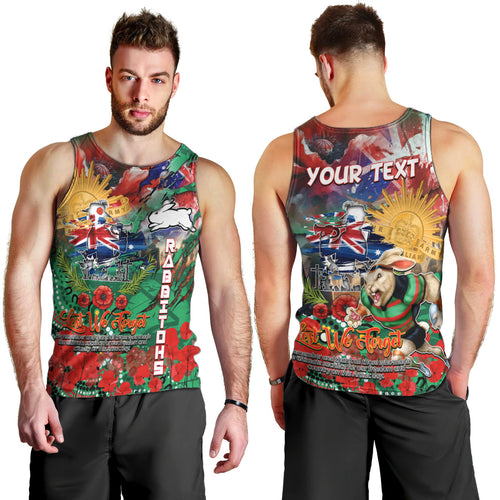 Personalised Australia Rugby Rabbitohs ANZAC Men Tank Top South Sydney Scratch Style