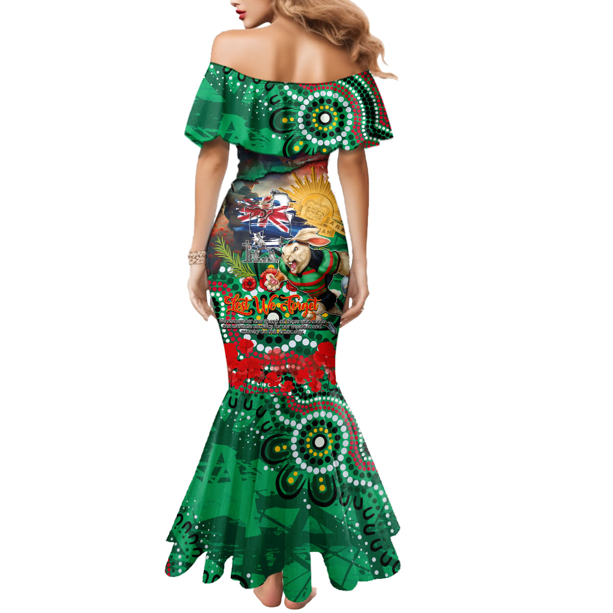 Personalised Australia Rugby Rabbitohs ANZAC Mermaid Dress South Sydney Scratch Style