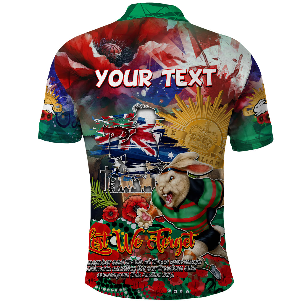Personalised Australia Rugby Rabbitohs ANZAC Polo Shirt South Sydney Scratch Style
