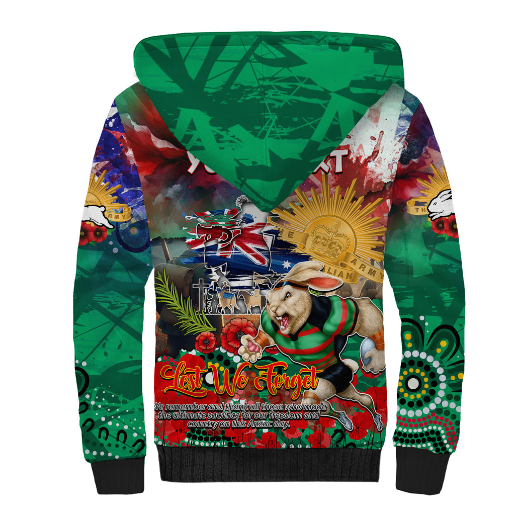 Personalised Australia Rugby Rabbitohs ANZAC Sherpa Hoodie South Sydney Scratch Style
