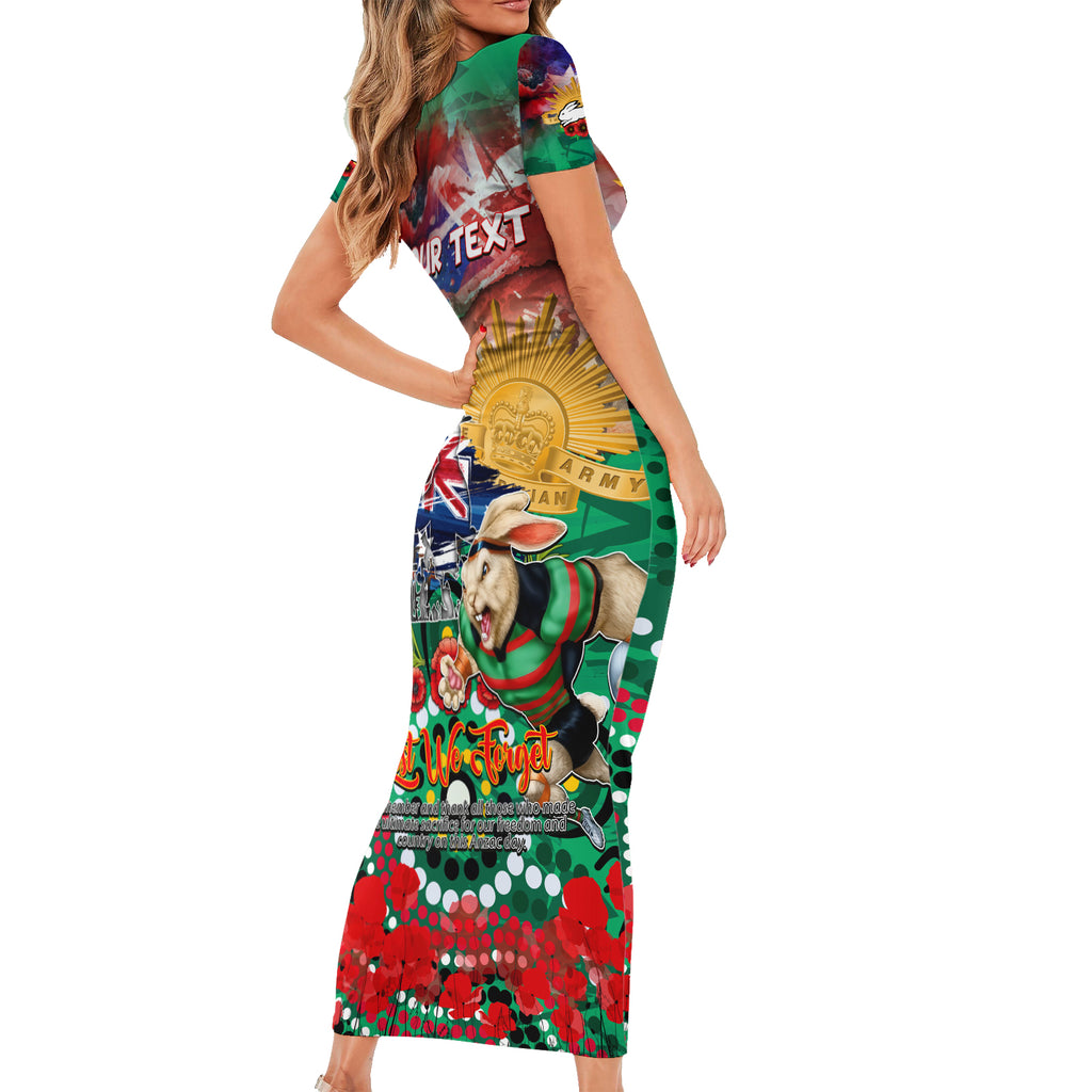 Personalised Australia Rugby Rabbitohs ANZAC Short Sleeve Bodycon Dress South Sydney Scratch Style