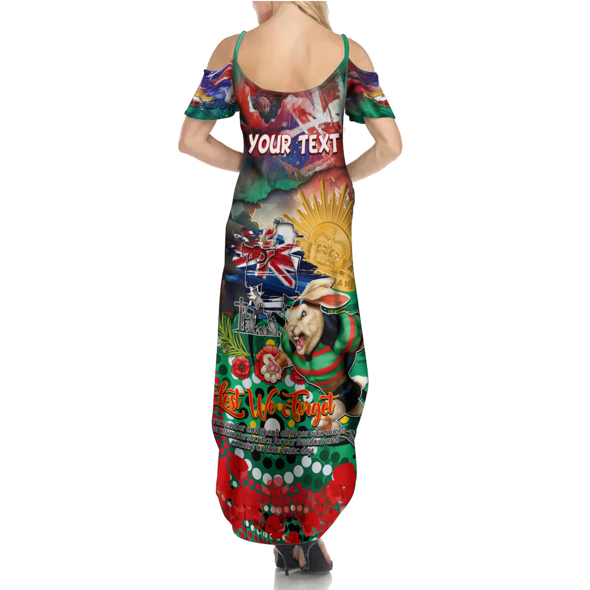 Personalised Australia Rugby Rabbitohs ANZAC Summer Maxi Dress South Sydney Scratch Style