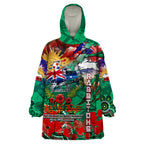 Personalised Australia Rugby Rabbitohs ANZAC Wearable Blanket Hoodie South Sydney Scratch Style