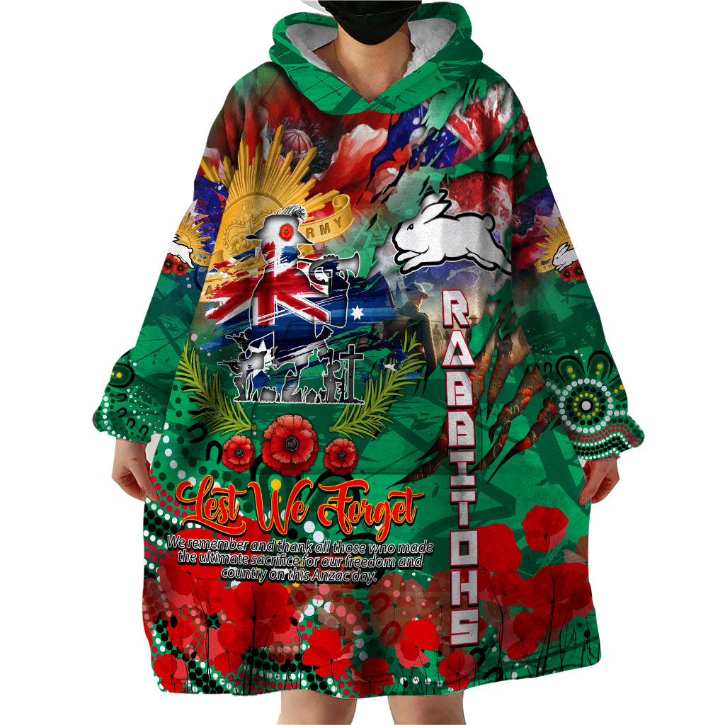 Personalised Australia Rugby Rabbitohs ANZAC Wearable Blanket Hoodie South Sydney Scratch Style
