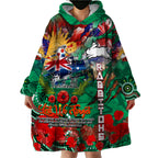 Personalised Australia Rugby Rabbitohs ANZAC Wearable Blanket Hoodie South Sydney Scratch Style