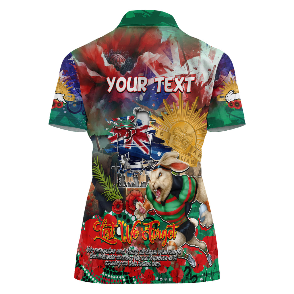 Personalised Australia Rugby Rabbitohs ANZAC Women Polo Shirt South Sydney Scratch Style