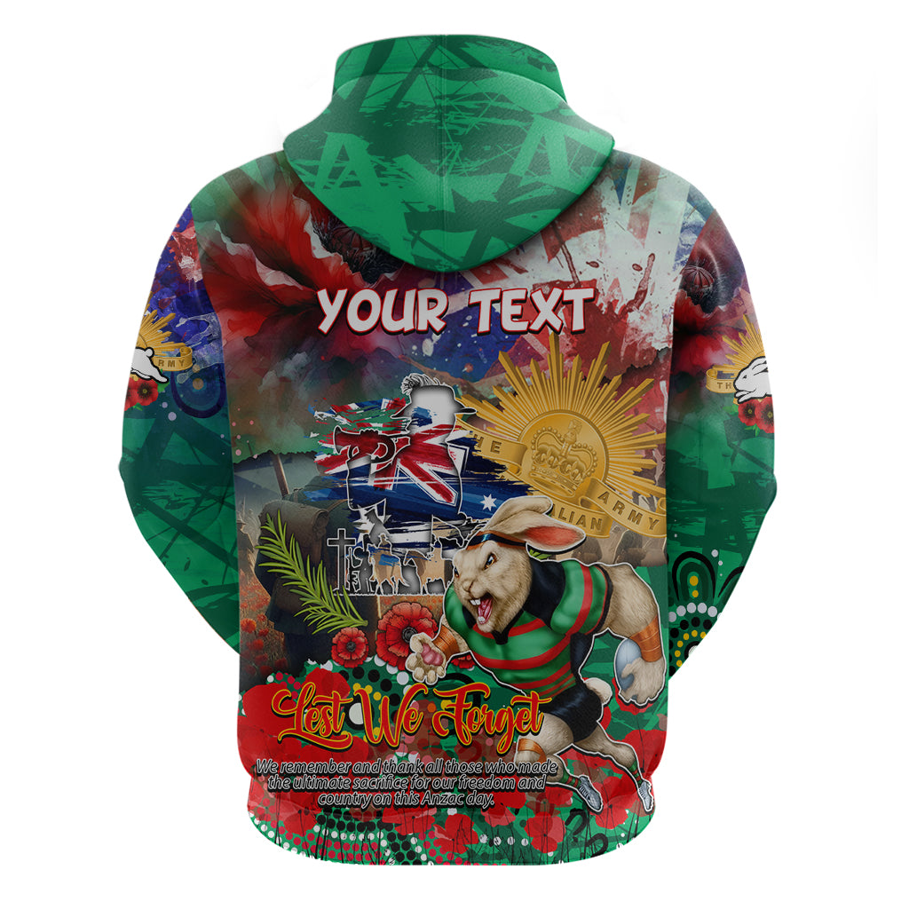 Personalised Australia Rugby Rabbitohs ANZAC Zip Hoodie South Sydney Scratch Style