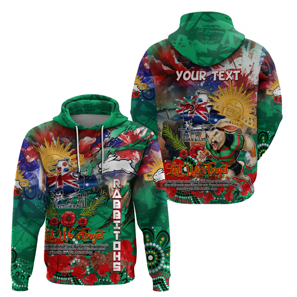 Personalised Australia Rugby Rabbitohs ANZAC Zip Hoodie South Sydney Scratch Style