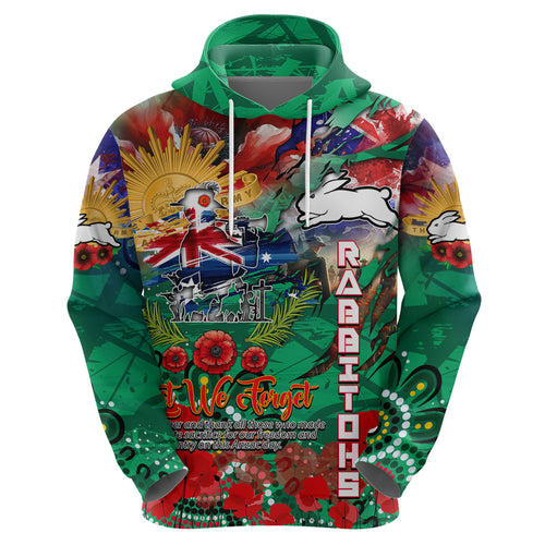 Personalised Australia Rugby Rabbitohs ANZAC Zip Hoodie South Sydney Scratch Style