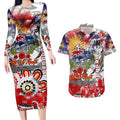 Personalised Australia Rugby Dragons ANZAC Couples Matching Long Sleeve Bodycon Dress and Hawaiian Shirt St George Illawarra Scratch Style