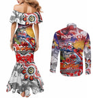 Personalised Australia Rugby Dragons ANZAC Couples Matching Mermaid Dress and Long Sleeve Button Shirt St George Illawarra Scratch Style