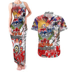 Personalised Australia Rugby Dragons ANZAC Couples Matching Tank Maxi Dress and Hawaiian Shirt St George Illawarra Scratch Style