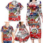 Personalised Australia Rugby Dragons ANZAC Family Matching Long Sleeve Bodycon Dress and Hawaiian Shirt St George Illawarra Scratch Style
