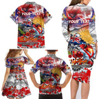 Personalised Australia Rugby Dragons ANZAC Family Matching Long Sleeve Bodycon Dress and Hawaiian Shirt St George Illawarra Scratch Style