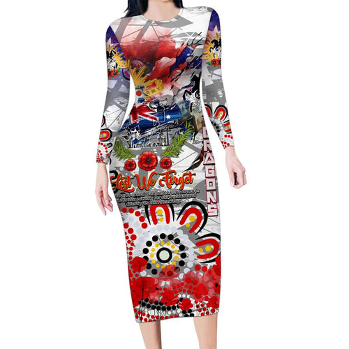 Personalised Australia Rugby Dragons ANZAC Family Matching Long Sleeve Bodycon Dress and Hawaiian Shirt St George Illawarra Scratch Style