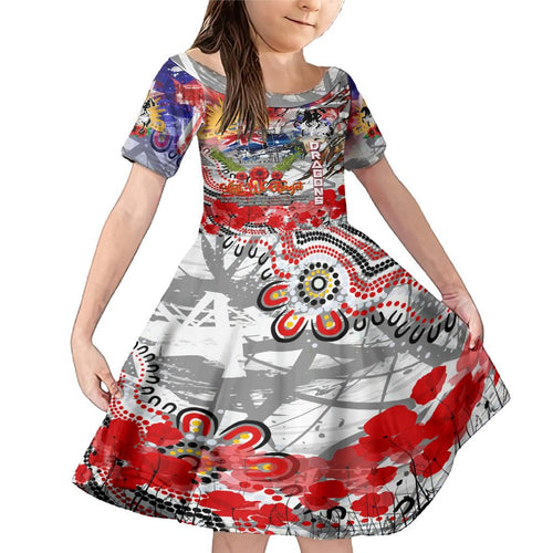 Personalised Australia Rugby Dragons ANZAC Family Matching Mermaid Dress and Hawaiian Shirt St George Illawarra Scratch Style