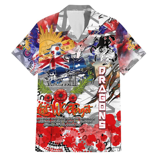 Personalised Australia Rugby Dragons ANZAC Family Matching Mermaid Dress and Hawaiian Shirt St George Illawarra Scratch Style