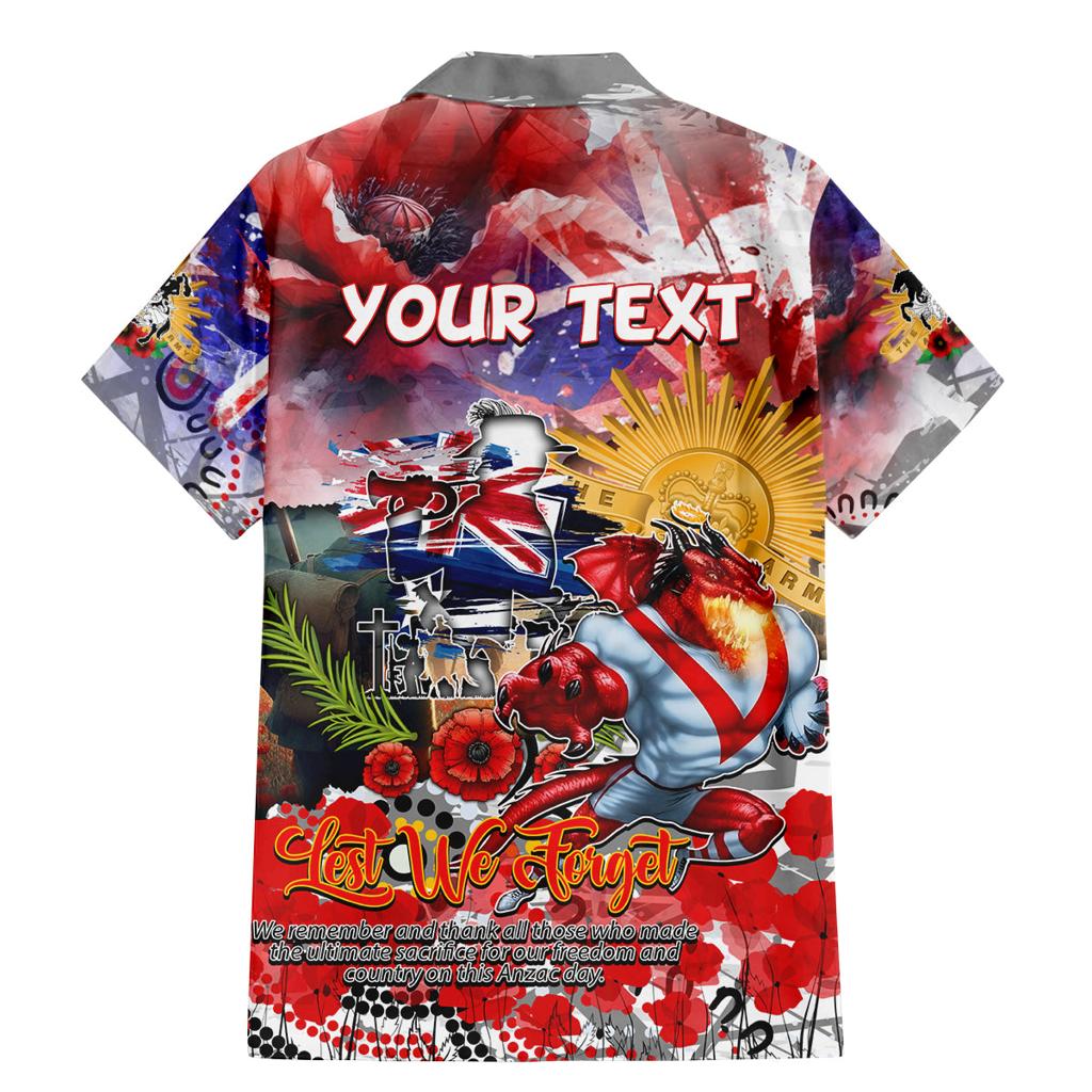 Personalised Australia Rugby Dragons ANZAC Family Matching Mermaid Dress and Hawaiian Shirt St George Illawarra Scratch Style