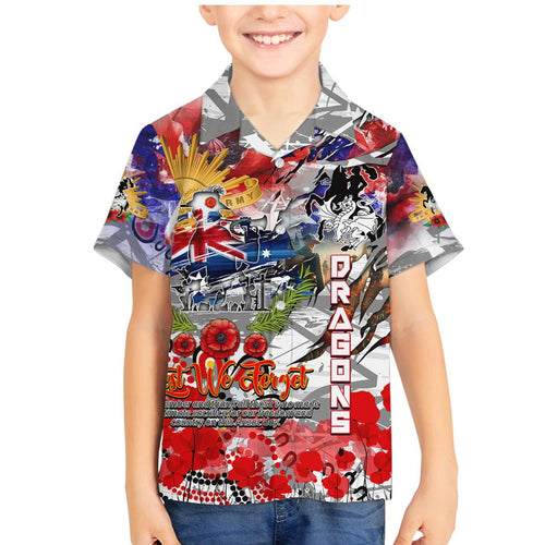Personalised Australia Rugby Dragons ANZAC Family Matching Mermaid Dress and Hawaiian Shirt St George Illawarra Scratch Style
