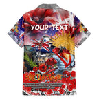 Personalised Australia Rugby Dragons ANZAC Family Matching Off The Shoulder Long Sleeve Dress and Hawaiian Shirt St George Illawarra Scratch Style