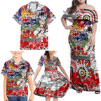 Personalised Australia Rugby Dragons ANZAC Family Matching Off Shoulder Maxi Dress and Hawaiian Shirt St George Illawarra Scratch Style