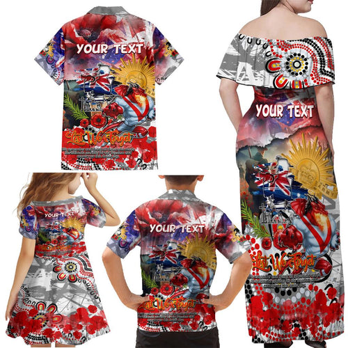 Personalised Australia Rugby Dragons ANZAC Family Matching Off Shoulder Maxi Dress and Hawaiian Shirt St George Illawarra Scratch Style