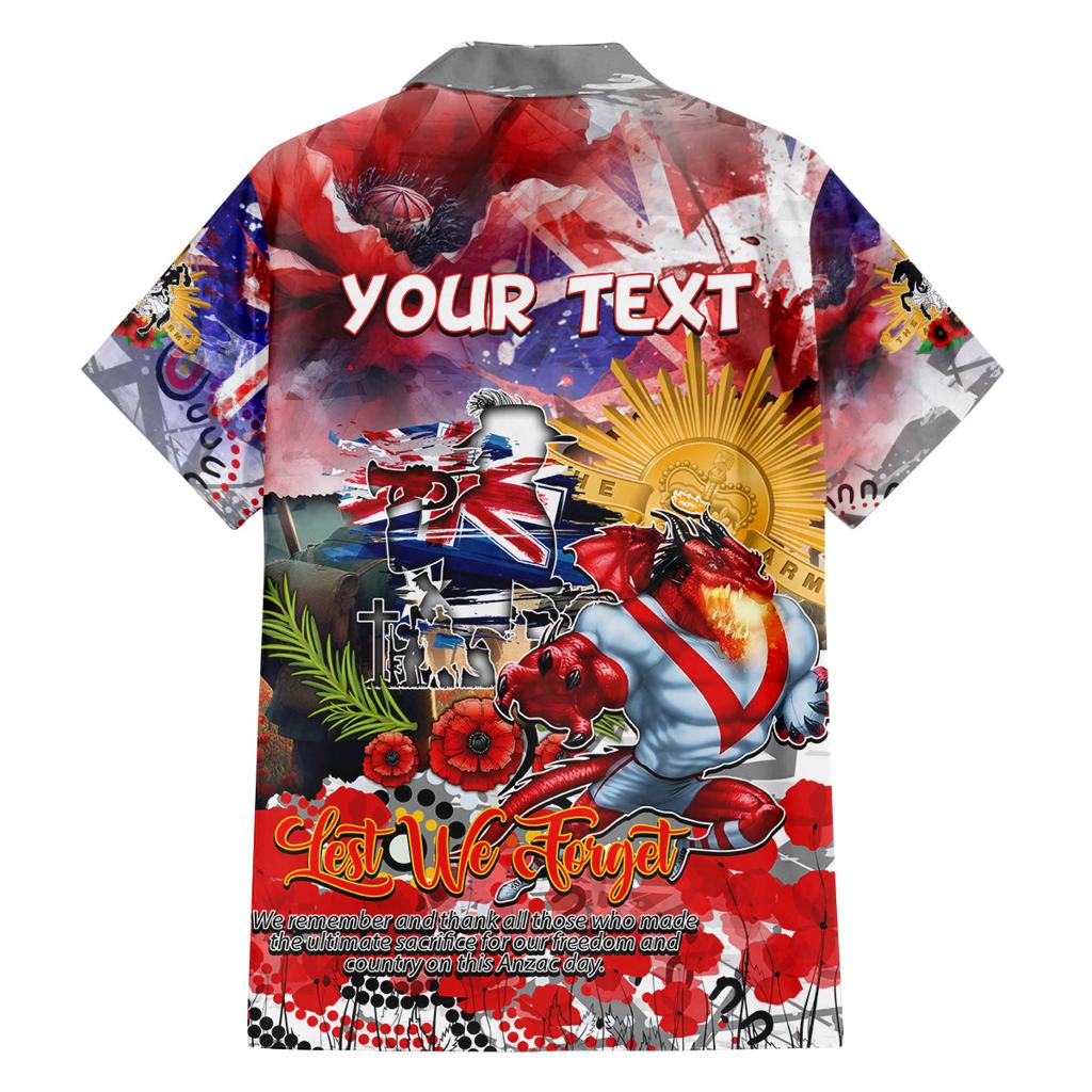 Personalised Australia Rugby Dragons ANZAC Family Matching Off Shoulder Maxi Dress and Hawaiian Shirt St George Illawarra Scratch Style