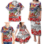 Personalised Australia Rugby Dragons ANZAC Family Matching Puletasi and Hawaiian Shirt St George Illawarra Scratch Style
