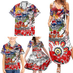 Personalised Australia Rugby Dragons ANZAC Family Matching Summer Maxi Dress and Hawaiian Shirt St George Illawarra Scratch Style