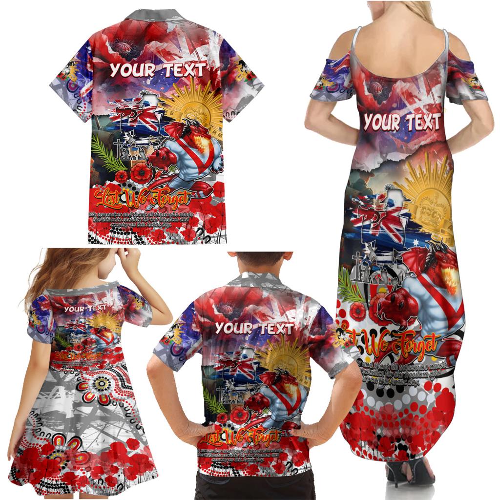 Personalised Australia Rugby Dragons ANZAC Family Matching Summer Maxi Dress and Hawaiian Shirt St George Illawarra Scratch Style