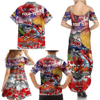 Personalised Australia Rugby Dragons ANZAC Family Matching Summer Maxi Dress and Hawaiian Shirt St George Illawarra Scratch Style
