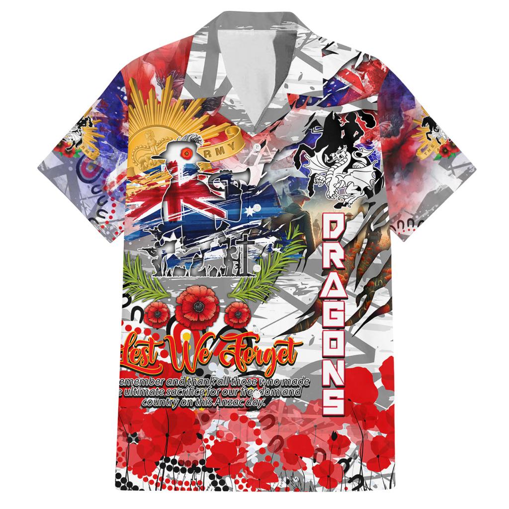 Personalised Australia Rugby Dragons ANZAC Family Matching Summer Maxi Dress and Hawaiian Shirt St George Illawarra Scratch Style