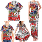 Personalised Australia Rugby Dragons ANZAC Family Matching Tank Maxi Dress and Hawaiian Shirt St George Illawarra Scratch Style