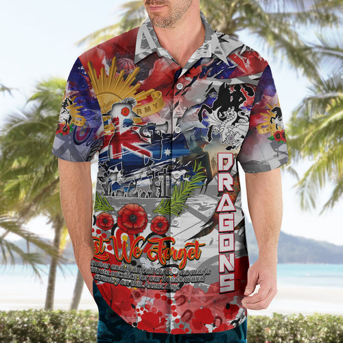 Personalised Australia Rugby Dragons ANZAC Hawaiian Shirt St George Illawarra Scratch Style