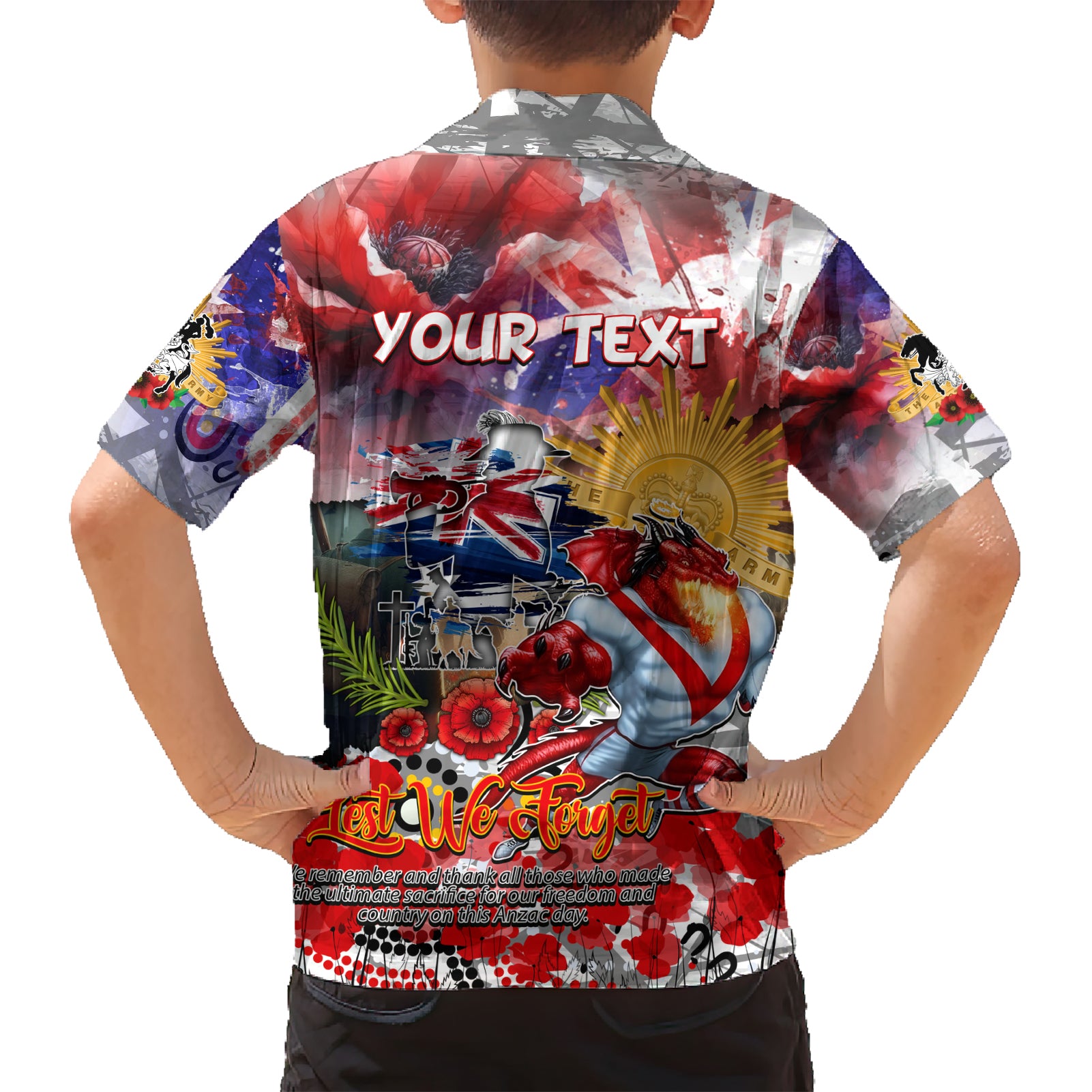 Personalised Australia Rugby Dragons ANZAC Hawaiian Shirt St George Illawarra Scratch Style