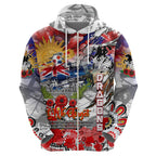 Personalised Australia Rugby Dragons ANZAC Hoodie St George Illawarra Scratch Style