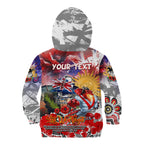 Personalised Australia Rugby Dragons ANZAC Kid Hoodie St George Illawarra Scratch Style