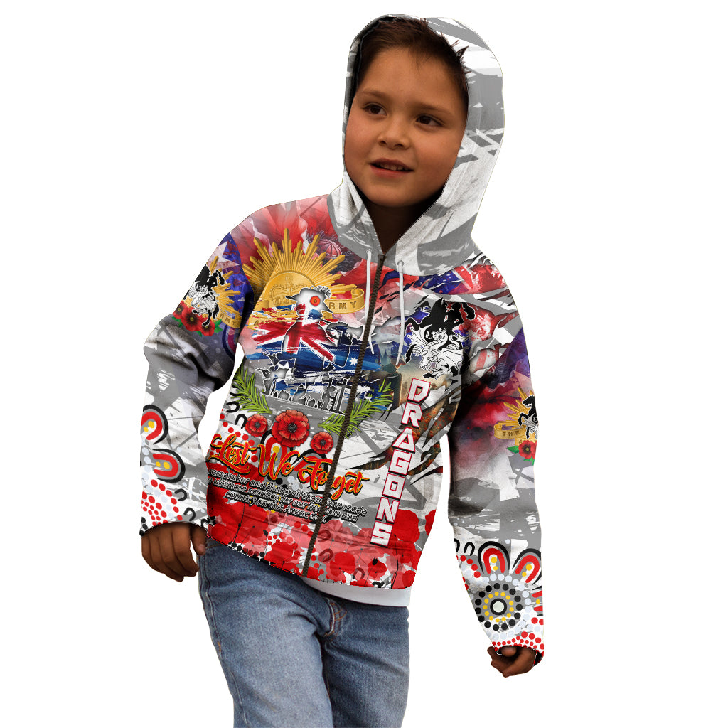 Personalised Australia Rugby Dragons ANZAC Kid Hoodie St George Illawarra Scratch Style