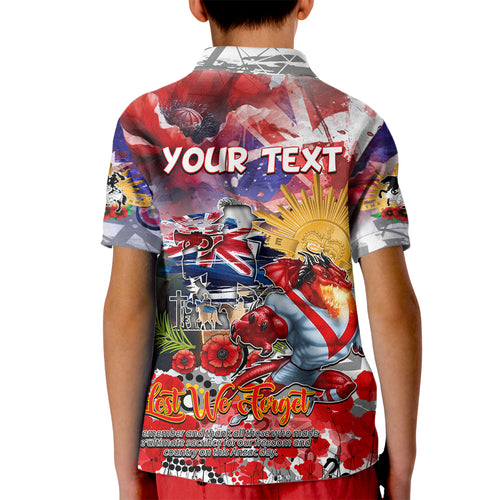 Personalised Australia Rugby Dragons ANZAC Kid Polo Shirt St George Illawarra Scratch Style