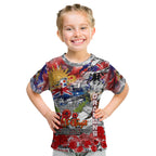 Personalised Australia Rugby Dragons ANZAC Kid T Shirt St George Illawarra Scratch Style