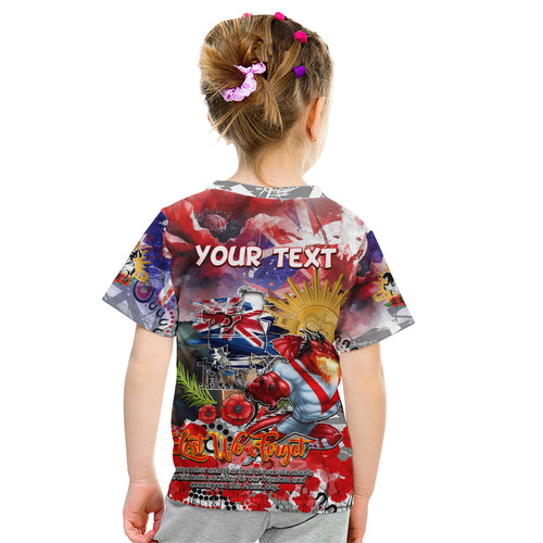 Personalised Australia Rugby Dragons ANZAC Kid T Shirt St George Illawarra Scratch Style