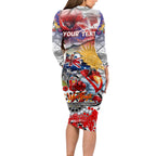Personalised Australia Rugby Dragons ANZAC Long Sleeve Bodycon Dress St George Illawarra Scratch Style