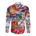 Personalised Australia Rugby Dragons ANZAC Long Sleeve Button Shirt St George Illawarra Scratch Style