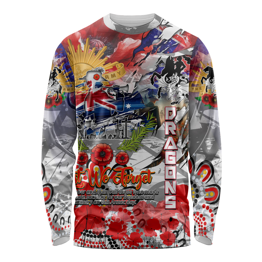 Personalised Australia Rugby Dragons ANZAC Long Sleeve Shirt St George Illawarra Scratch Style