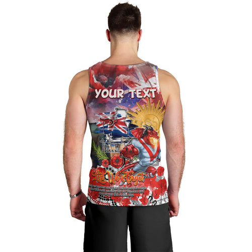 Personalised Australia Rugby Dragons ANZAC Men Tank Top St George Illawarra Scratch Style