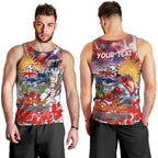 Personalised Australia Rugby Dragons ANZAC Men Tank Top St George Illawarra Scratch Style