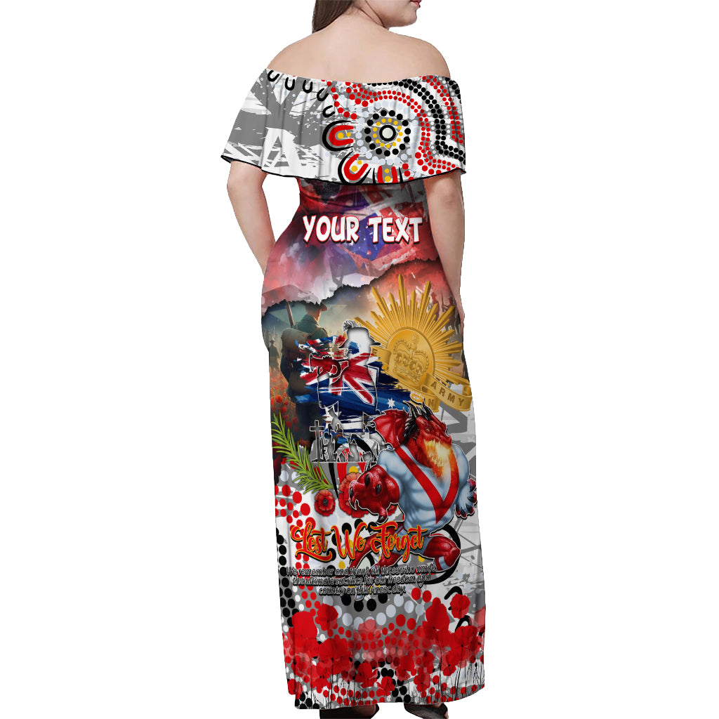 Personalised Australia Rugby Dragons ANZAC Off Shoulder Maxi Dress St George Illawarra Scratch Style