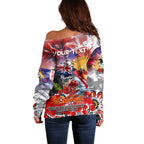 Personalised Australia Rugby Dragons ANZAC Off Shoulder Sweater St George Illawarra Scratch Style