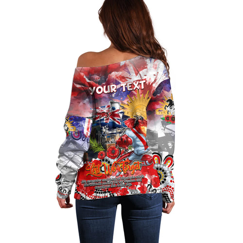 Personalised Australia Rugby Dragons ANZAC Off Shoulder Sweater St George Illawarra Scratch Style