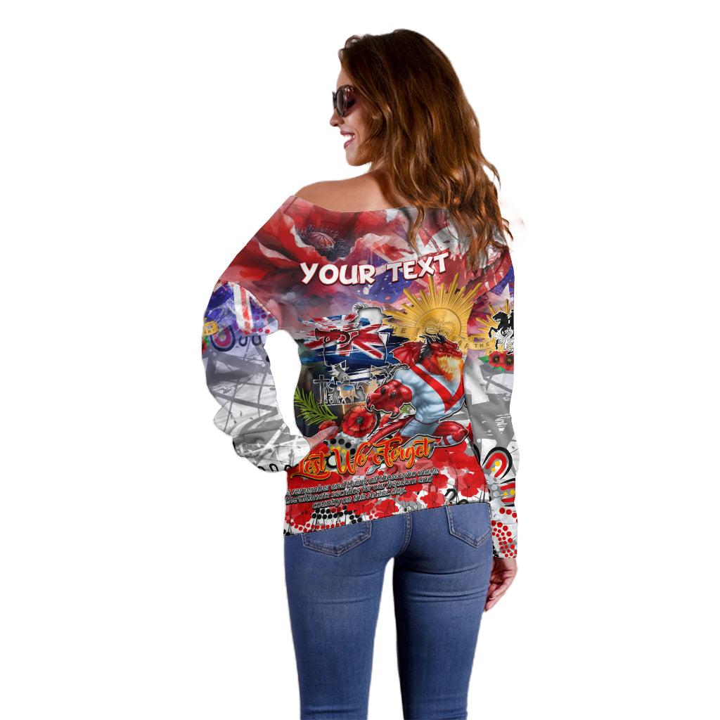 Personalised Australia Rugby Dragons ANZAC Off Shoulder Sweater St George Illawarra Scratch Style